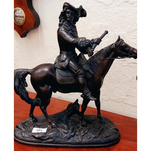 523 - Pair of Spelter Horse & Rider Figures