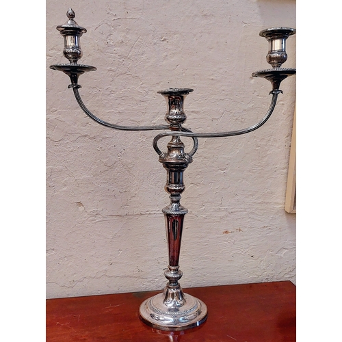 539 - Pair of Large Silver Plated Twin Branch Candelabra - C. 55cm H