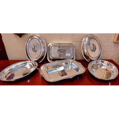 540 - 3 Silver Plated Entree Dishes with Lids