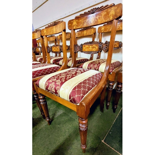 543 - Victorian Revival Handmade Marquetry Burr Walnut Dining Table & 14 Matching Dining Chairs - C.130cm ... 