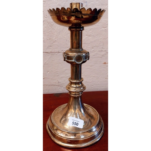 550 - Pair of Brass Candlesticks - C. 30cm H