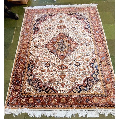 558 - Cream Iranian Hand-Knotted Carpet Square - C. 305cm x 200cm