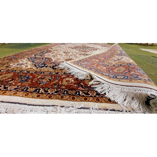 558 - Cream Iranian Hand-Knotted Carpet Square - C. 305cm x 200cm