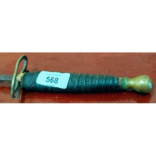 568 - Antique Brass End Dress Sword Engraved 