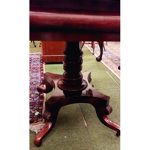 570 - Mahogany William IV Drop Leaf Table with Drawer to One End on Splayed Pedestal base and Brass castor... 