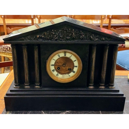 575 - French Black Slate Mantle Clock