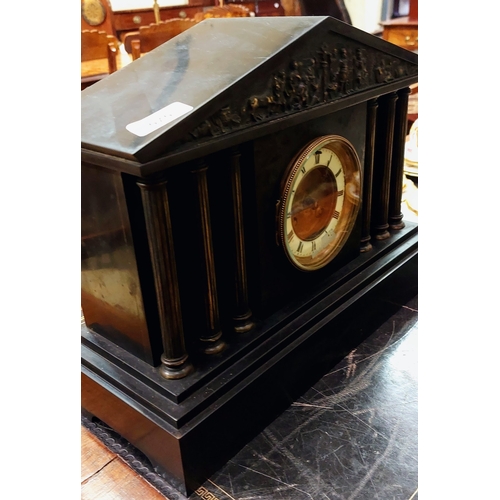 575 - French Black Slate Mantle Clock