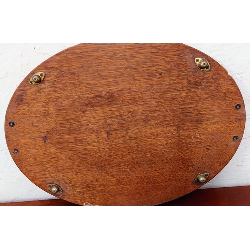 580 - Oval Oak Brass Gallery Tray - C. 51cm W