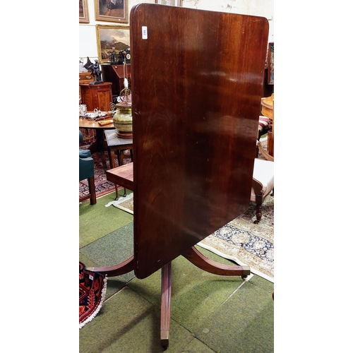 581 - Mahogany Breakfast Tip-Up Table on a Splayed Pod Base with Brass Castors - C. 108cm x 88cm x 73cm H