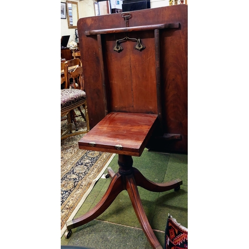 581 - Mahogany Breakfast Tip-Up Table on a Splayed Pod Base with Brass Castors - C. 108cm x 88cm x 73cm H