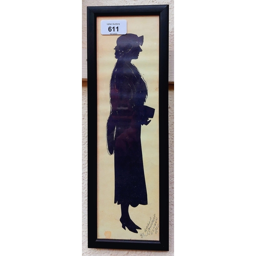 611 - Silhouette of a Lady by Baron Scotford London 1955 - C. 12cm W x 36cm H