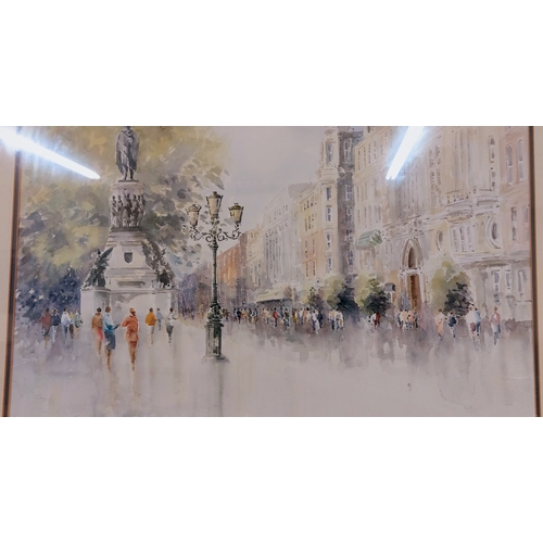 612 - Olivia Hayes Dublin Scene Framed Watercolour - C. 102cm W x 81cm H