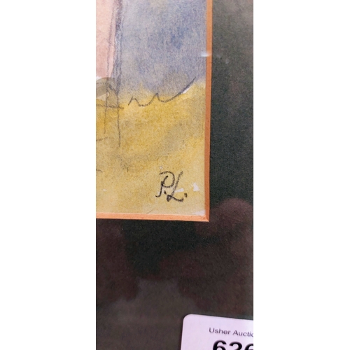 626 - Neat Size Framed Watercolour - Signed P.L