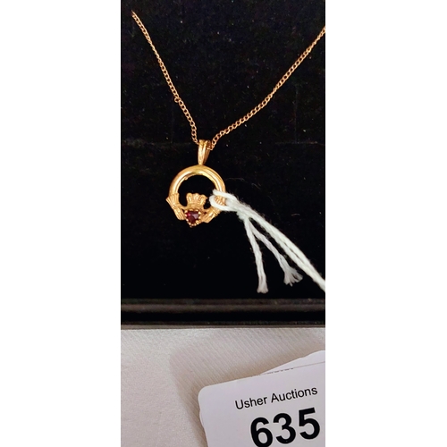 635 - Neat Gold Claddagh Necklace