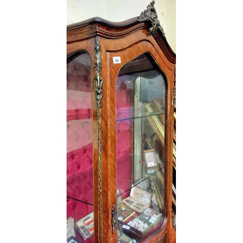 655 - French Ormolu Mounted Display Cabinet with Painted Convex Panels - C. 75cm W x 40cm D x 176cm H