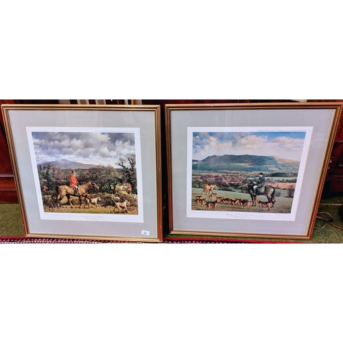 667 - Pair of Peter Curling Signed Hunt Scenes - Peter Curling Signed Tipperary Foxhounds @ Ballylusky Ed.... 