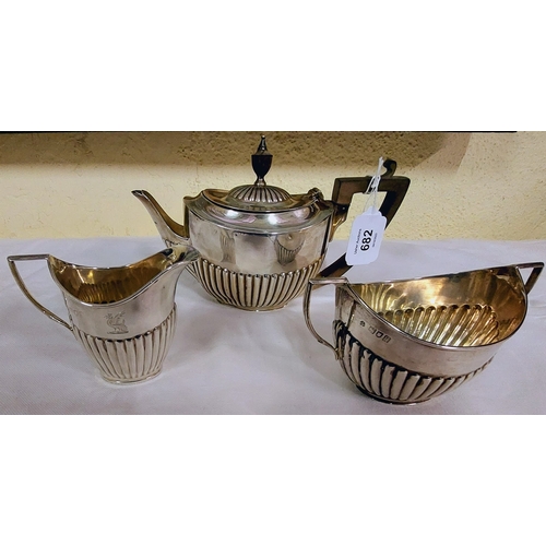 682 - An Edwardian Silver Bachelor Tea Service, London 1905. Hutton & Sons. 407 grams