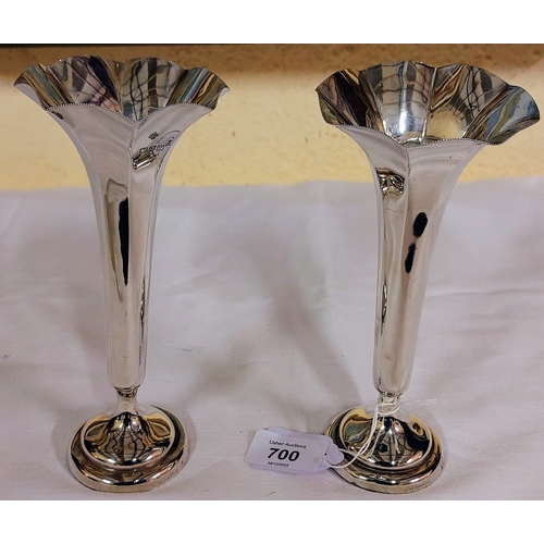 700 - Pair of London Silver Fluted Vases - HW & Co. London - C. 18cm H