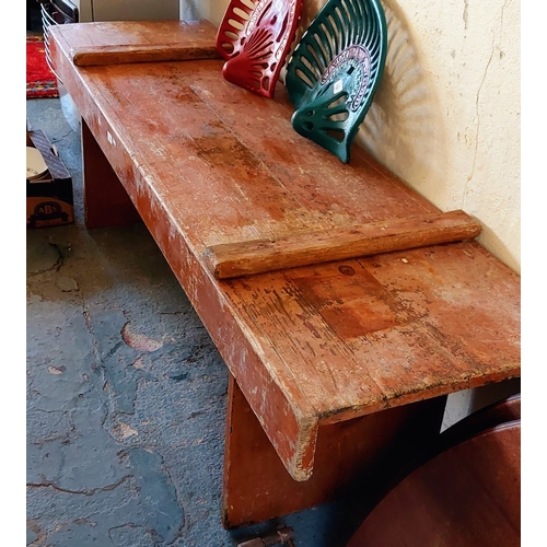 758 - Edwardian Pine Undertakers Coffin Bench / Table - C. 181cm W x 50cm D x 53cm H