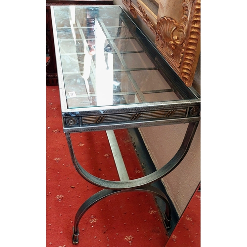 770 - Vintage Iron Frame Glass Top Side Table - C. 126cm W x 46cm D x 69cm H