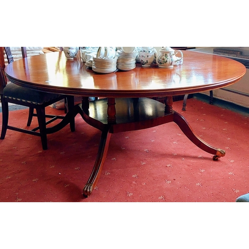 773 - Very Fine Circular Mahogany Carved Edge Dining Table on Splayed Legs with Brass Paw Castors - C. 175... 