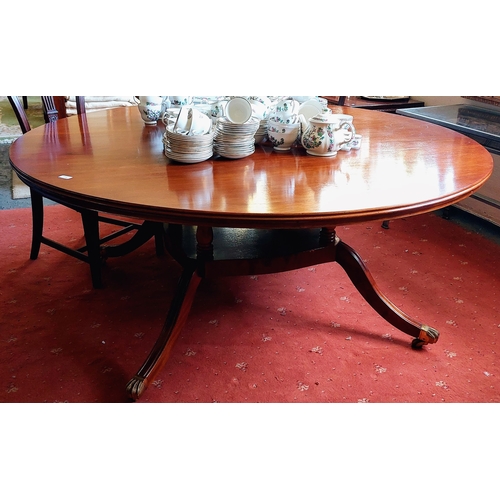 773 - Very Fine Circular Mahogany Carved Edge Dining Table on Splayed Legs with Brass Paw Castors - C. 175... 