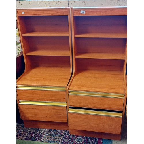 783 - Pair of Mid Century Tall Shelved Bedside Lockers - C. 50cm x 50cm x 114cm H