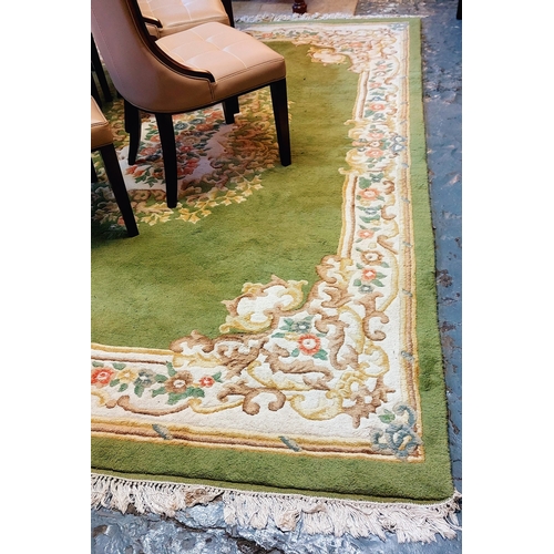 787 - Large Green and Cream Carpet Square - C. 310cm x 215cm