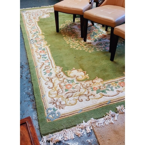 787 - Large Green and Cream Carpet Square - C. 310cm x 215cm