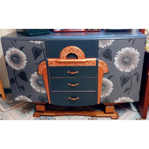 795 - Painted Retro Drinks Cabinet / Sideboard - C. 137cm W x 46cm D x 93cm H