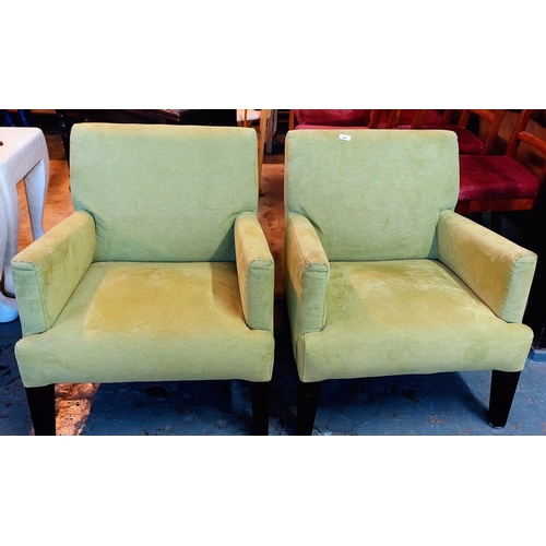 807 - Pair of Contemporary Designer Green Fabric Lounge Chairs - Duff / Tisdall