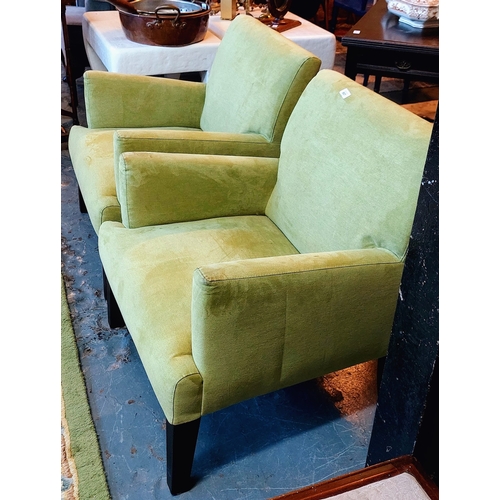 807 - Pair of Contemporary Designer Green Fabric Lounge Chairs - Duff / Tisdall