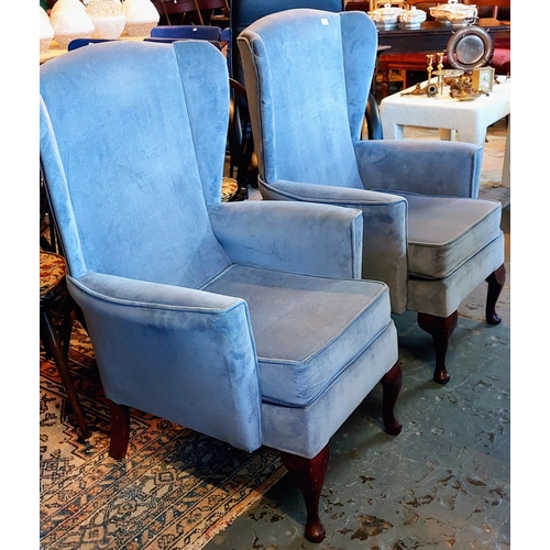 815 - Pair of Wingback Armchairs with Queen Anne Leg