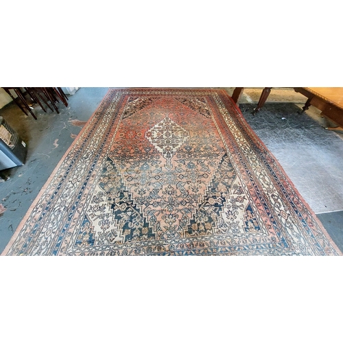 818 - Large Red & Cream Carpet Square - C. 380cm x 270cm