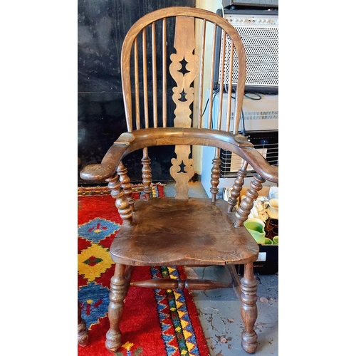 819 - Pair of Irish Elm & Yew Wood Windsor Armchairs