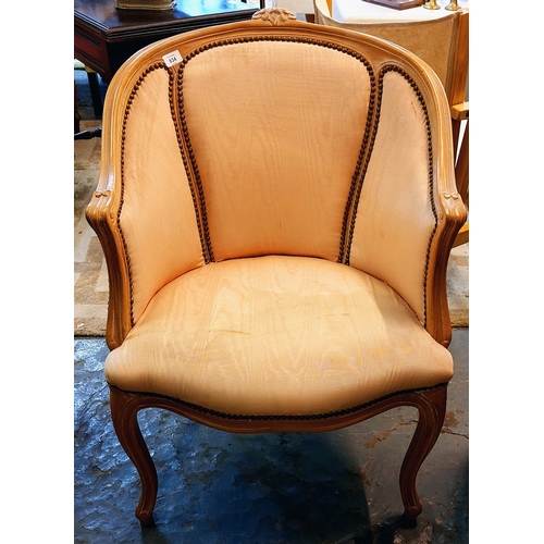 834 - Upholstered Tub Armchair and Matching Stool