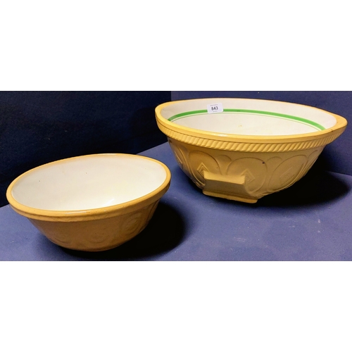 843 - 2 Pottery Mixing Bowls