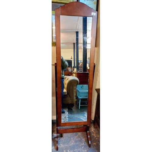 847 - Mahogany Dressing Mirror with Fitted Interior - C. 162cm H x 43cm W