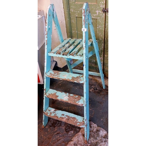 856 - Vintage Wooden Step Ladder