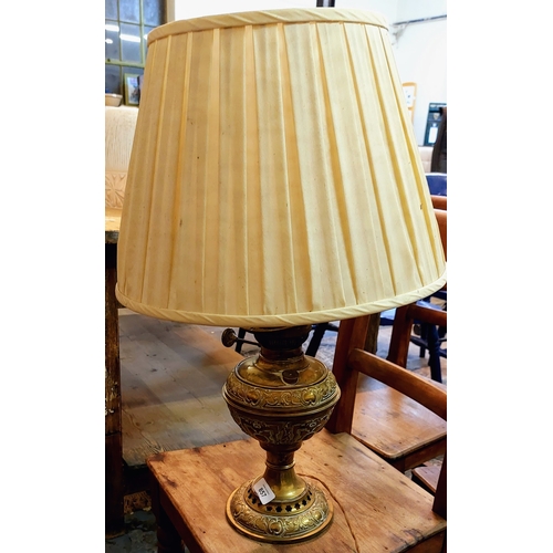 857 - Brass Table Lamp and Shade