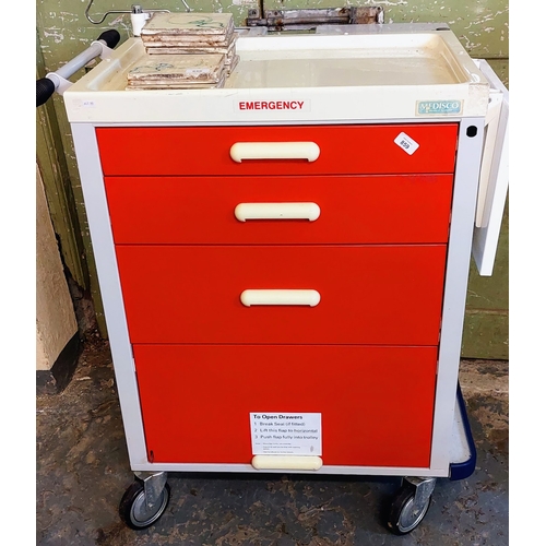 859 - Red & White Metal Trolley Emergency Cabinet