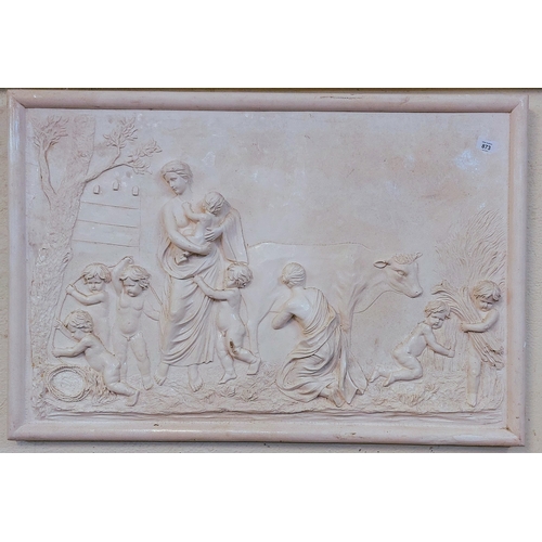 873 - Grecian Scene Plaster Relief - C. 95cm x 65cm