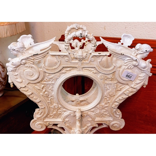 882 - Cream Painted Cast Metal Magazine Holder on Splayed Legs