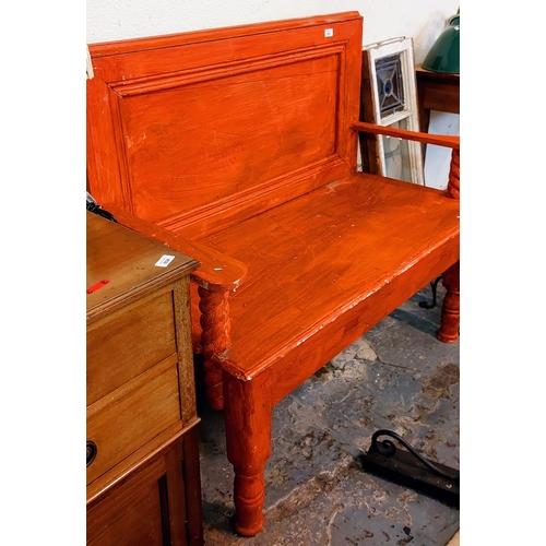 883 - Painted Pine Hallway Bench - C. 118cm W x 57cm D x 108cm H