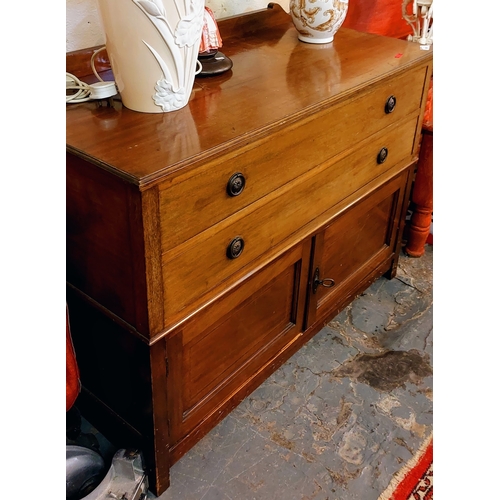 886 - Mahogany Cabinet With 2 Drawers - C. 112cm W x 51cm D 79cm H