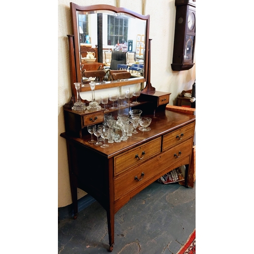 892 - Edwardian Mahogany Dressing Chest with 2 over 1 Drawer and Beveled Mirror - C. 115cm W x 53cm D x 16... 