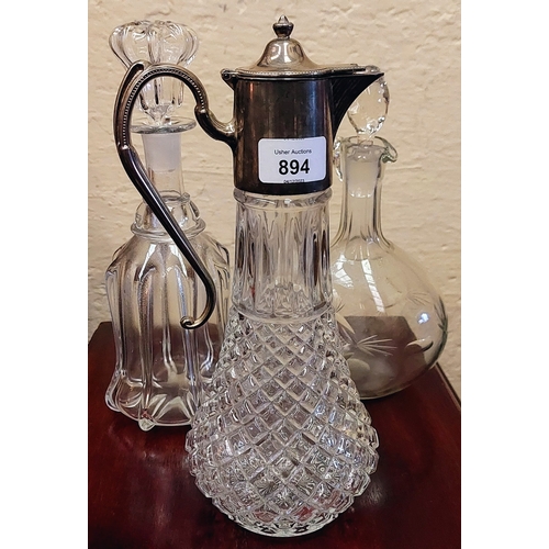 894 - 3 Glass Decanters