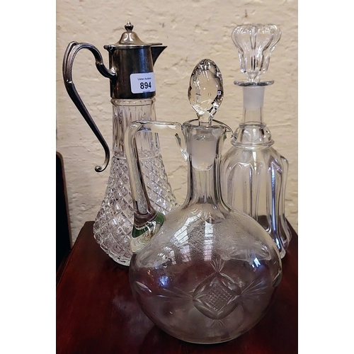 894 - 3 Glass Decanters