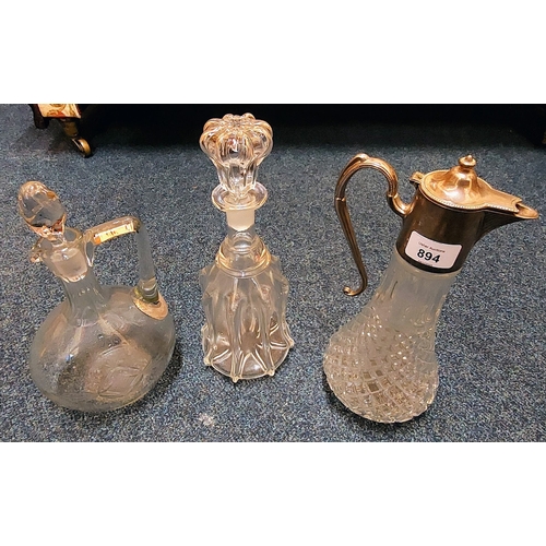 894 - 3 Glass Decanters