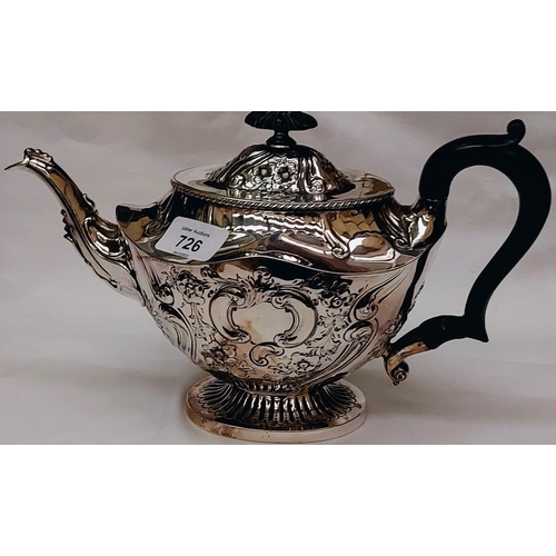 726 - London Silver 3 Piece Tea Service for West & Son, Dublin. Highly Embossed and Debossed Patterning - ... 